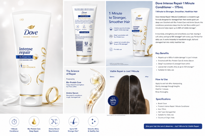 Dove Intense Repair Conditioner – Bio-Protein Care for Damaged Hair | 175 mL